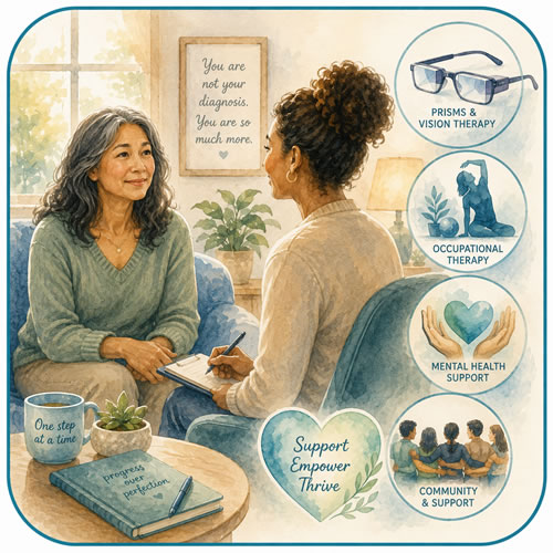 two women talking supportive services for TED